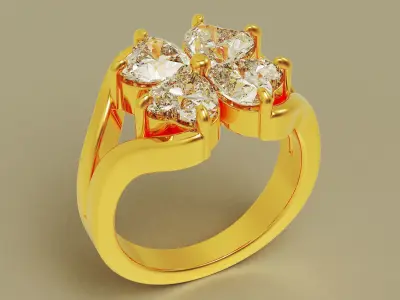 Heart shape flower ring 3D print model