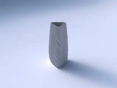 Vase triangle with bent extruded lines 2 3D print model