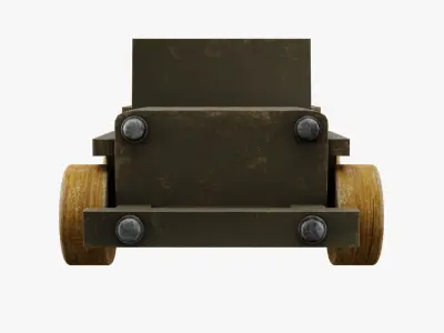 Old wooden painted toy jeep 3D model
