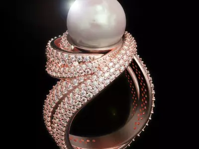 Jewelry pearl Ring 3D print model