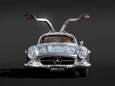Mercedes SL300 Gullwing - Chrome - Classic Icon 3D model