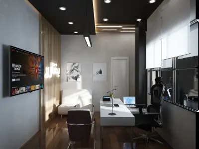 small modern office design Free 3D model