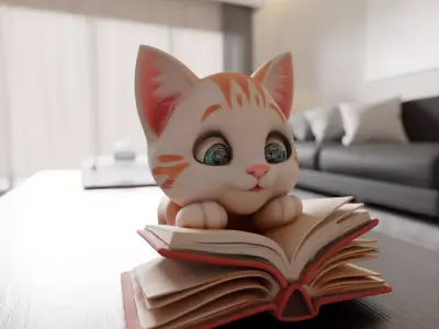 cat book decoration  3D print model