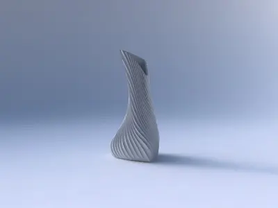 Vase twist puffy tappered triangle with bent extruded lines 3D print model