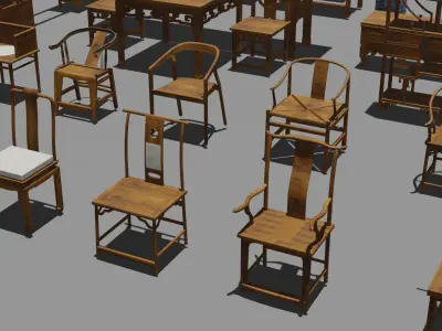 Chinese style table and chair classical model map 3D model