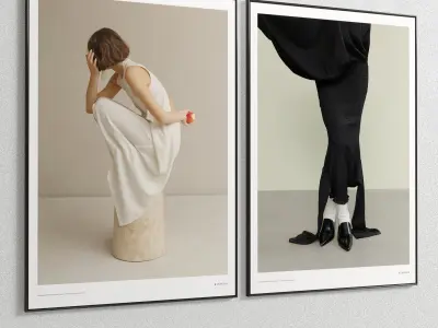 Plaster Two Photo Frame E-23 Low-poly 3D model