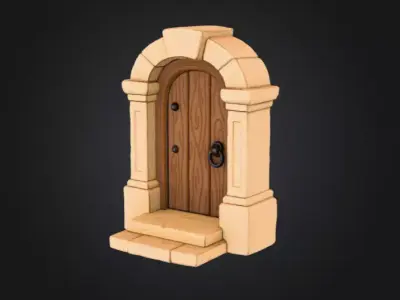 Wooden Archway Doorway Low-poly 3D model