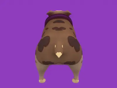 Animated Stylized Spotted Brown English Bulldog  Low-poly 3D model