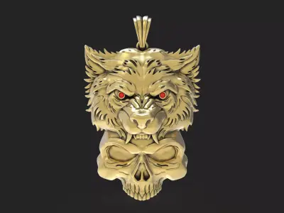 Skull Lion Gold Pendant 3D print model