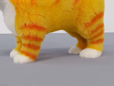 Fur Cute Cat kitten No Rig Low-poly 3D model