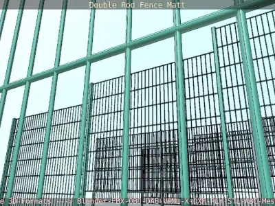 Modular Double Rod Fence Matt - Package Low-poly 3D model
