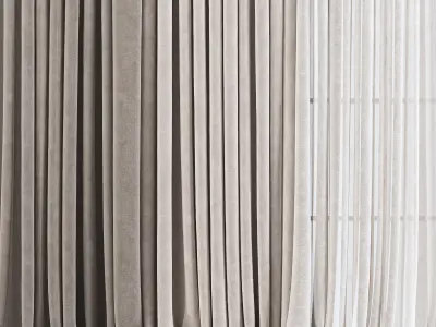 Layered Curtain Set for Large Windows 78 3D model