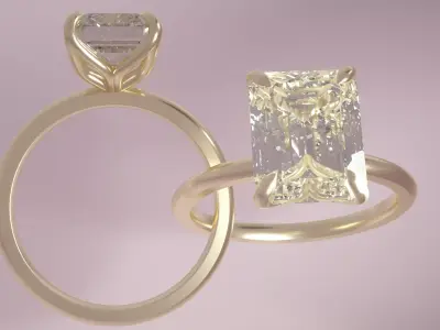 9 x 7 EMERALD Tulip Solitaire FLUSH FIT sizes 4-8 3D print model