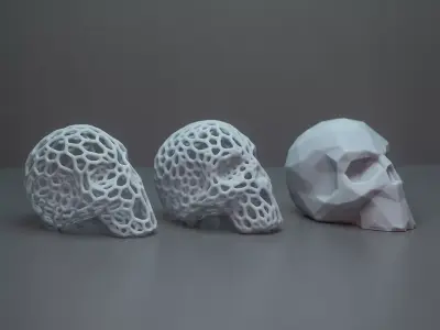 Lowpoly and Patterned Skulls 3D print model
