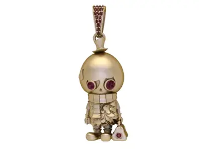 Golden Little Guardian Pendant   Cute Character Jewelry 3D print model