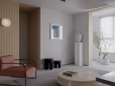 Modern living room dining room interior scenes  3D model shop