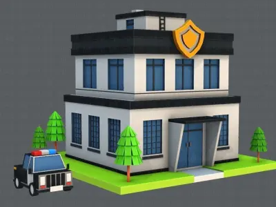 Police Building Low-poly 3D model