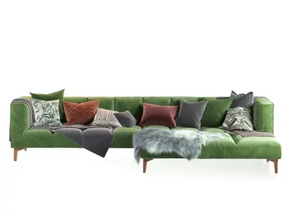 Green chaise end corner sofa 3D model