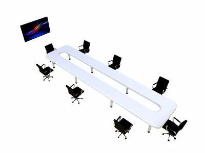 Conference Table With Chairs Low-poly 3D model
