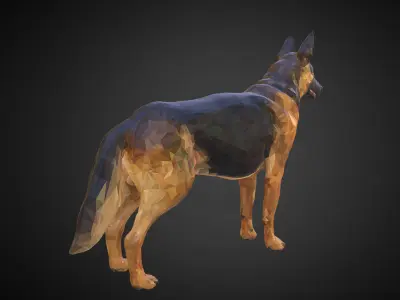 Shepherd German Low Polygon Art Dog Animal Low-poly 3D model