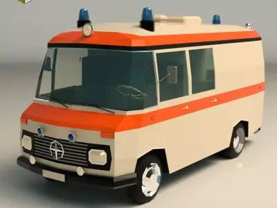 Low Poly Ambulance 01 Low-poly 3D model