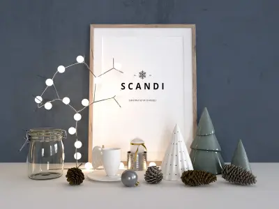 Scandi - Christmas Decoration Set 01 3D model