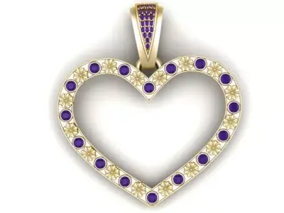 Golden Heart Pendant 3D Printable Model 3D print model