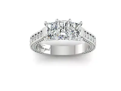 3-stone-trapezoid-diamond-engagement-ring 3D print model