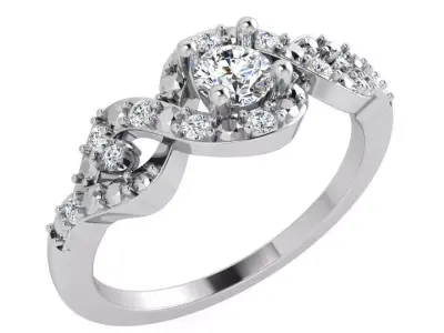 Round Diamond Twisted Ring 3593 3D print model