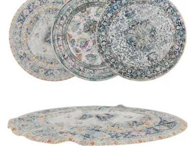 Round Rug Set 4 3D model
