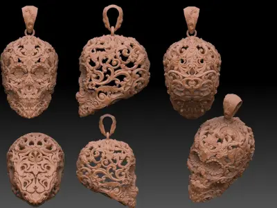 Skull ornamental  pendant jewelry 3D print model