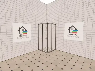 3d cabinet model bathroom with two signs on wall 3D model