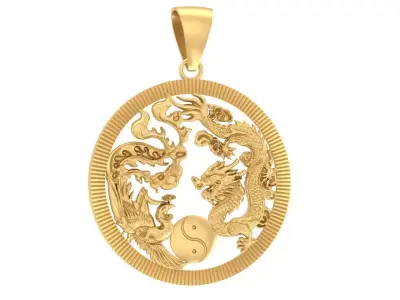 Luxury Dragon Phoenix Yin Yang Pendant Jewelry  2645 3D print model