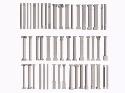 An Extensive Showcase of Various Roman and Greek Column Styles 3D model