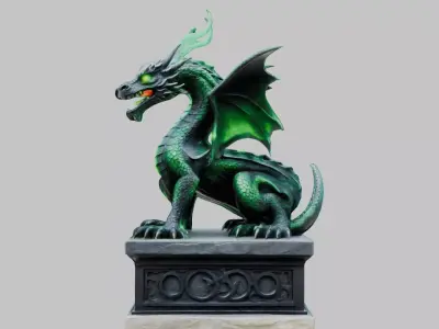 Mystical Dragon Statue Detailed 3D Model Low-poly 3D model