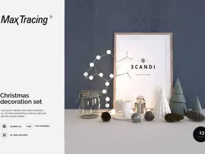 Scandi - Christmas Decoration Set 01 3D model