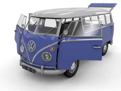 VOLKSWAGEN TRANSPORTER DELUXE 13 WINDOWS 1967 3D model