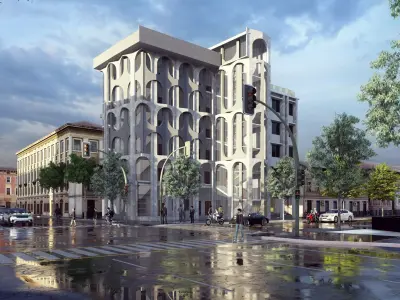 Classic stone facade-Building Classic Facade Element 3D model buy