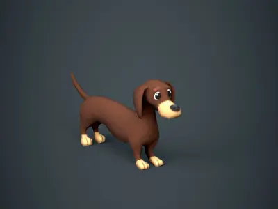 Dachshund Dog Stylized Low-poly 3D model