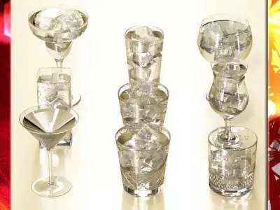 Glassware Collection - 9 glasses and cups 3D model