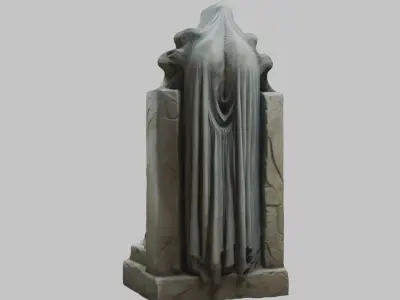 Fantasy Medieval Statue Stone Figure Wall Decor Low-poly 3D model