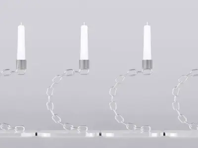 Alphabet C Silver Chain Candleholder 3D Model True 4K PBR Render Low-poly 3D model