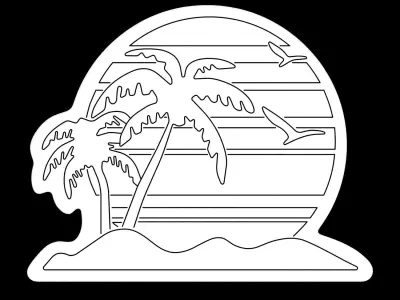 Sunset Beach Neon Sign 3D model