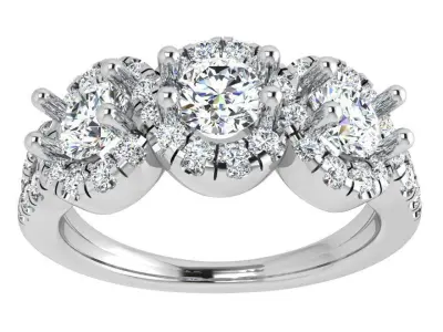 Round Halo Split Shank Ring 3531 3D print model