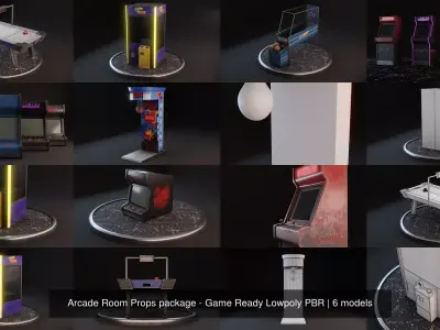 Arcade Room Props package - Game Ready Lowpoly PBR