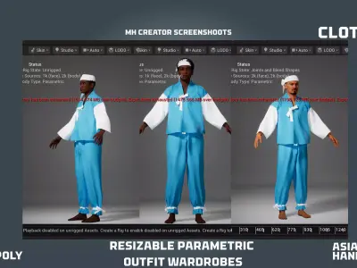 asian hanbok - clothyfic outfit Low-poly 3D model