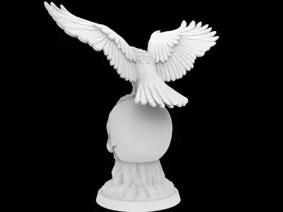 Raven on Skull Gothic Sculpture 3D P 3D print model