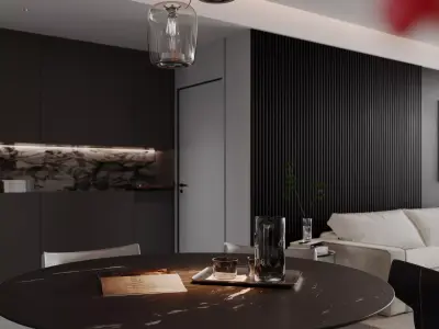 Modern living room dining room interior scenes 265 3D model