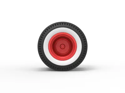 Double rear wheel of old school dragster Scale 1 to 25 3D print model