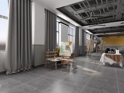 art studio Low-poly 3D model